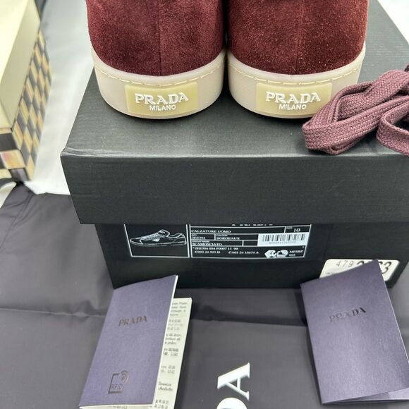 Men's Prada suede triangle logo low top sneakers size 11 US made in Italy - Picture 6 of 10